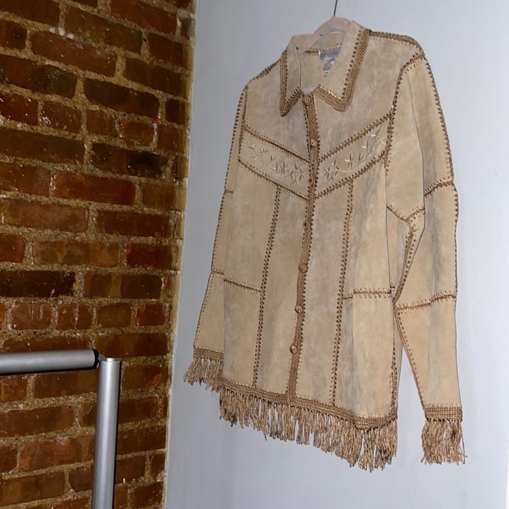 NWOT Dress Batn Boho Fringe leather Blend jacket - Picture 7 of 9
